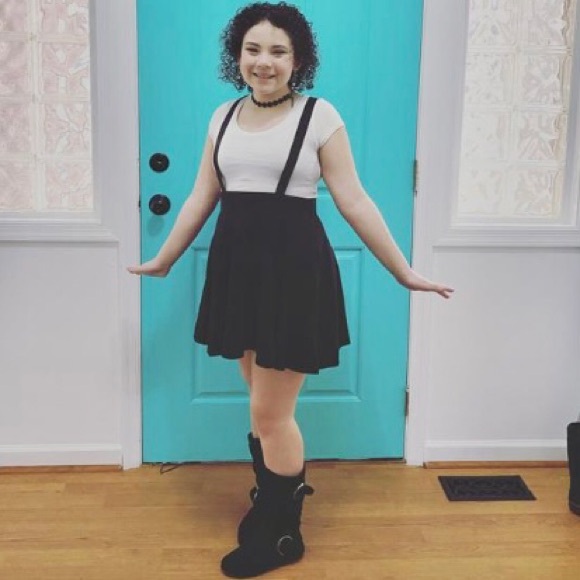 Hot Topic, black jersey circle skirt w/adjustable suspenders - junior size SM - Picture 5 of 16